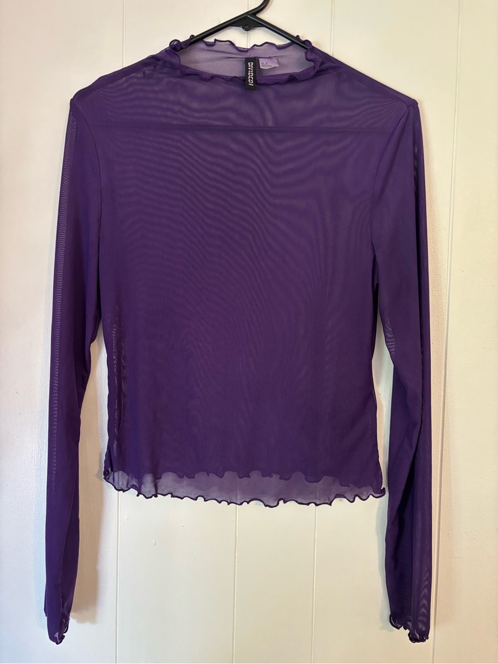 Purple Sheer Long Sleeve Mesh Top